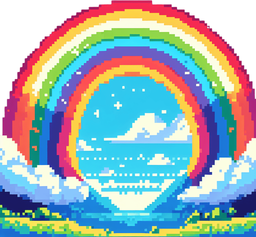 rainbow.
Pixel art.