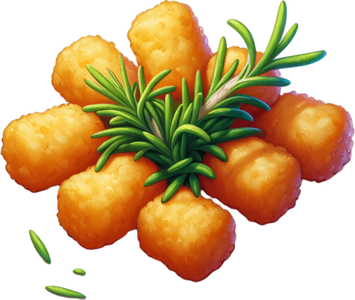 rosemary tater tots green Single Game Texture. In-Game asset. 2d. Blank background. High contrast. No shadows. Single Game Texture. In-Game asset. 2d. Blank background. High contrast. No shadows.