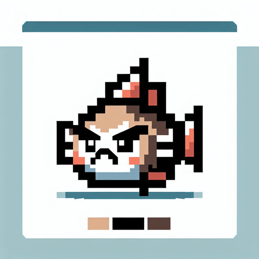 cute angry spearfish. pixelated. 8 bit.
Single Game Texture. In-Game asset. 2d. Blank background. High contrast. No shadows.