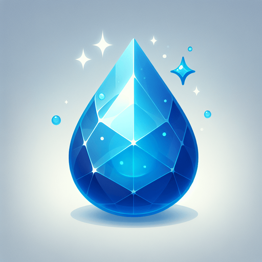 Magic Blue Drop Shaped Gem.
Single Game Texture. In-Game asset. 2d. Blank background. High contrast. No shadows.