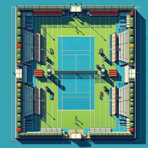 Tennis Court Background.
Single Game Texture. In-Game asset. 2d. Blank background. High contrast. No shadows. Up view