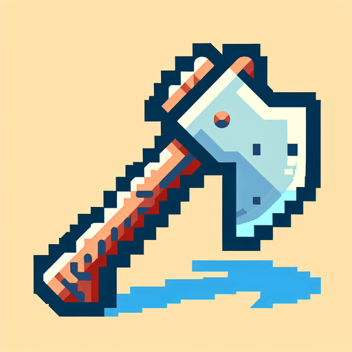 8bit, cartoon, axe.
Single Game Texture. In-Game asset. 2d. Blank background. High contrast. No shadows.