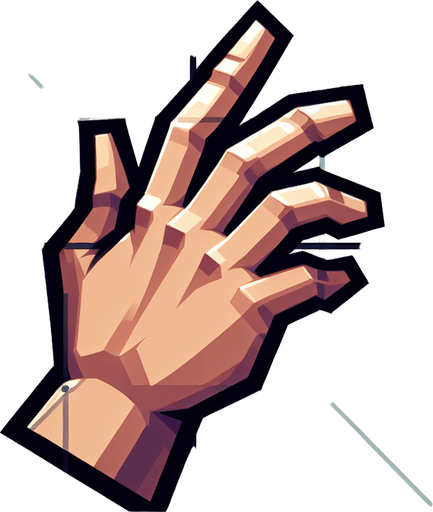 hand.
Single Game Texture. In-Game asset. 2d. Blank background. High contrast. No shadows.