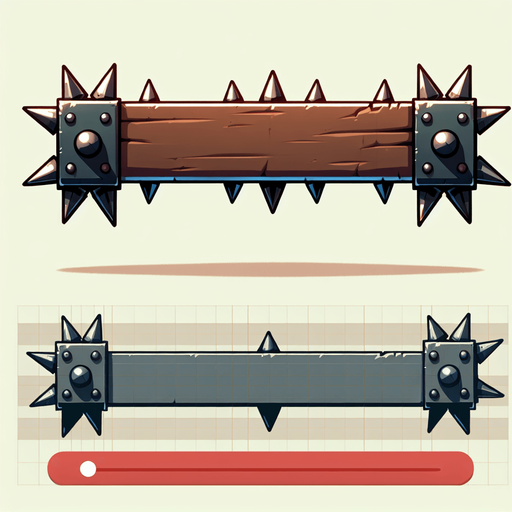 Horizontal bar with spikes. Trap. 2d..
Single Game Texture. In-Game asset. 2d. Blank background. High contrast. No shadows.