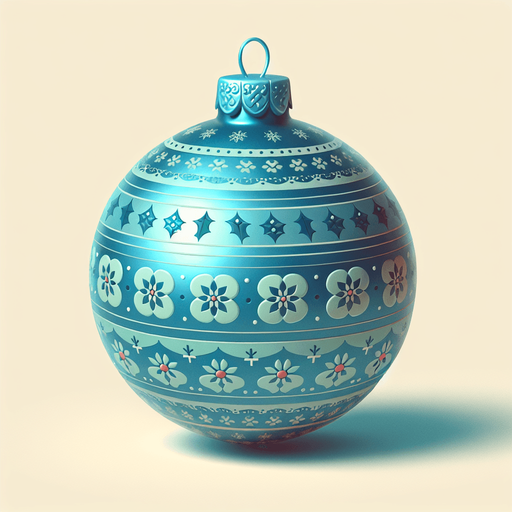 a christmas blue decorated ball. plastic style. Single Game Texture. In-Game asset. 2d. Blank background. High contrast. No shadows.