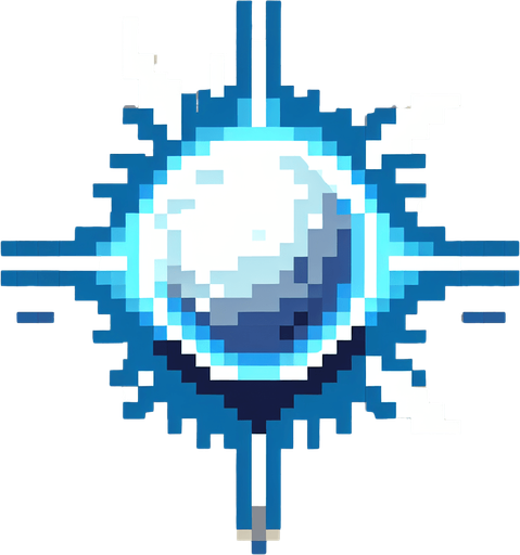 Pixel art bullet blue and white shining orb of energy retro

Single Game Texture. In-Game asset. 2d. Blank background. High contrast. No shadows.