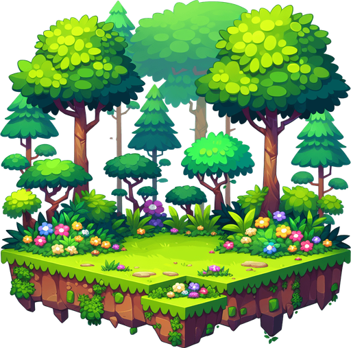 Cartoonic Forest, perfect for arcade..
Single Game Texture. In-Game asset. 2d. Blank background. High contrast. No shadows.