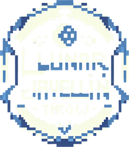 pixelart. a cool game logo with the text 'Lunar Javelin Throw'.
Single Game Texture. In-Game asset. 2d. Blank background. High contrast. No shadows.