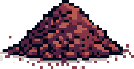 pixel art. heap of dirt. small.
Single Game Texture. In-Game asset. 2d. Blank background. High contrast. No shadows.