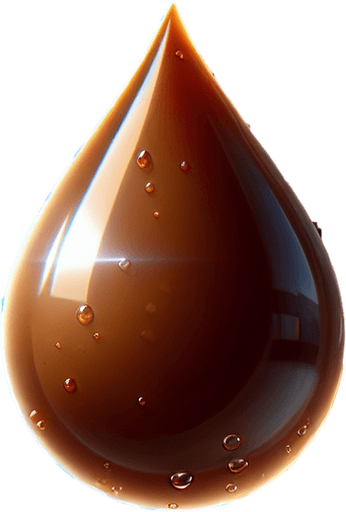 Coffee droplet..
Single Game Texture. In-Game asset. 2d. Blank background. High contrast. Shadows at the bottom.