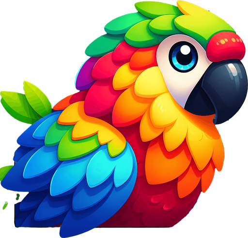 a parrot.
Single Game Texture. In-Game asset. 2d. Blank background. High contrast. No shadows.