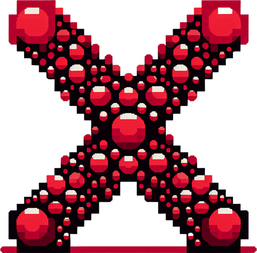 pixel art of red x made from semi-circles.