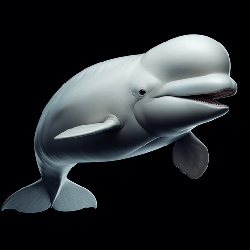 beluga swimming mouth open.
2024 game style. Photorealistic. Entire lateral profile view, perfectly horizontal.