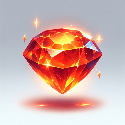 Magic Orange Gem.
Single Game Texture. In-Game asset. 2d. Blank background. High contrast. No shadows.