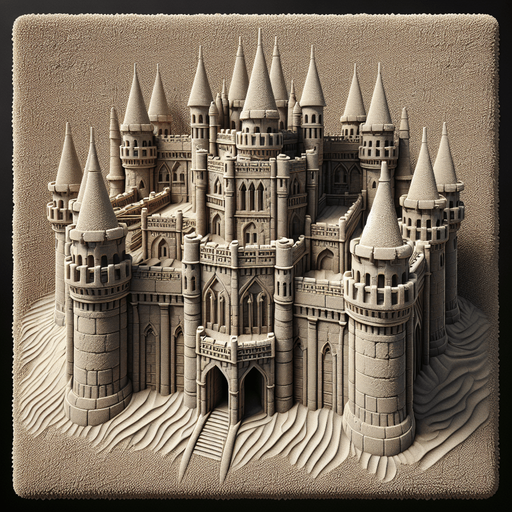 Realistic sand castle..
Single Game Texture. In-Game asset. 2d. Blank background. High contrast. No shadows.