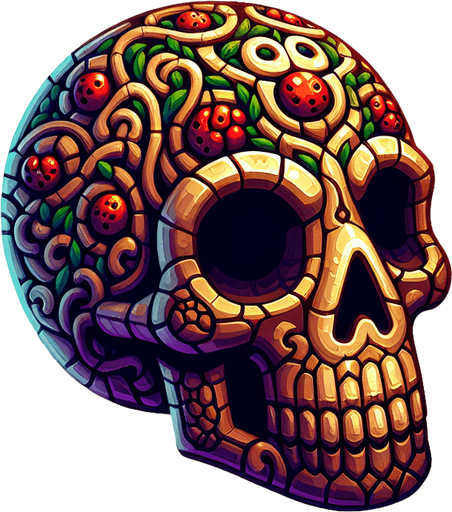 Poisonous Skull.
Single Game Texture. In-Game asset. 2d. Blank background. High contrast. No shadows.