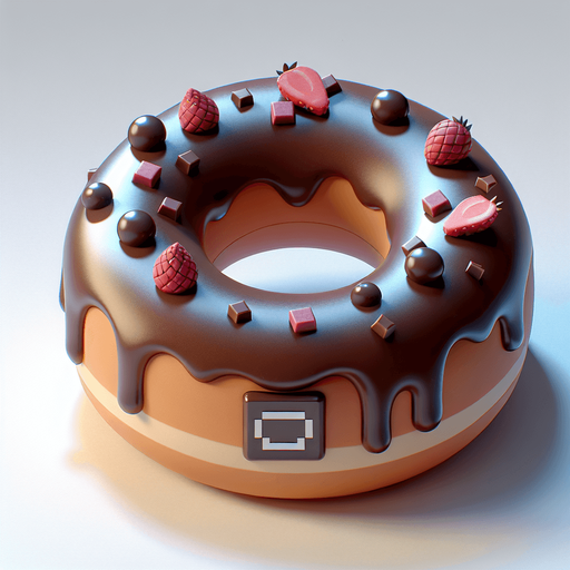 Donut nappage chocolat fraise.
Single Game Texture. In-Game asset. 3D
 Blank background. High contrast. No shadows.