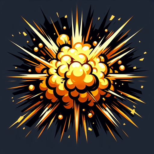 explosion frame.
Single Game Texture. In-Game asset. 2d. Blank background. High contrast. No shadows.