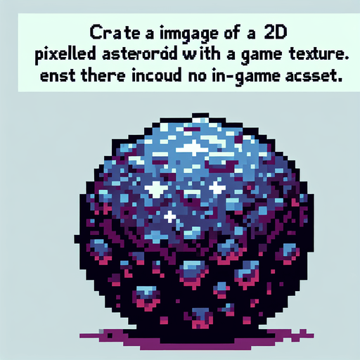 a pixelated asteroid.
Single Game Texture. In-Game asset. 2d. Blank background. High contrast. No shadows.