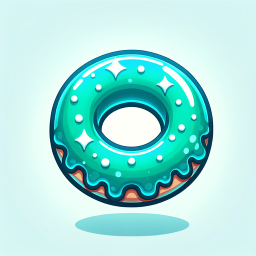 Vibrant teal candy. cartoon. Sugar ring.
Game asset. 2d. Blank background. High contrast. No shadows.