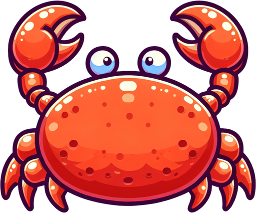 create a cartoon-style illustration of a crab from the back.
Single Game Texture. In-Game asset. 2d. Blank background. High contrast. No shadows.