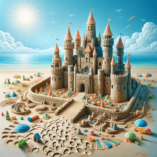 Un château de sable pour enfant.
Image coloré