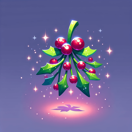 2d christmas magical mistletoe Single Game Texture. In-Game asset. 2d. Blank background. High contrast. No shadows.