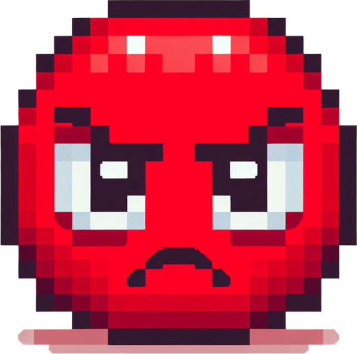 pixel art of a red angry reaction emoji.