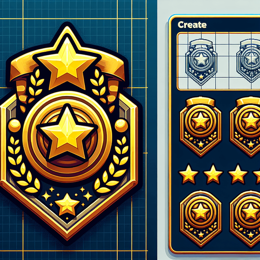 Golden badge shaped.
Single Game Texture. In-Game asset. 2d. Blank background. High contrast. No shadows.