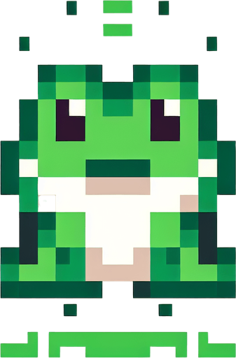 pixelated 8-bit cute jumping frog seen from the front.
Single Game Texture. In-Game asset. 2d. Blank background. High contrast. No shadows.