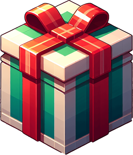 an christmas elongated cuboid present. plastic style. No shadow. Single Game Texture. In-Game asset. 2d. Blank background. High contrast. No shadows.