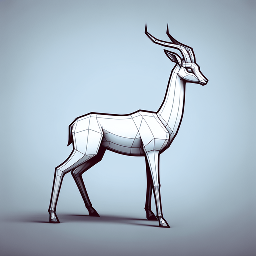 gazelle.
Single Game Texture. In-Game asset. 2d. Blank background. High contrast. No shadows.