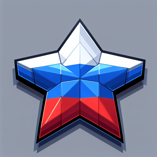 star in colors of russian flag, 2d game.
Single Game Texture. In-Game asset. 2d. Blank background. High contrast. No shadows.