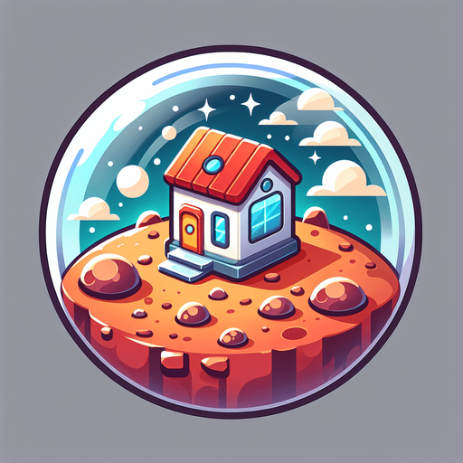 round house planet, cartoon Single Game Texture. In-Game asset. 2d. Blank background. High contrast. No shadows.