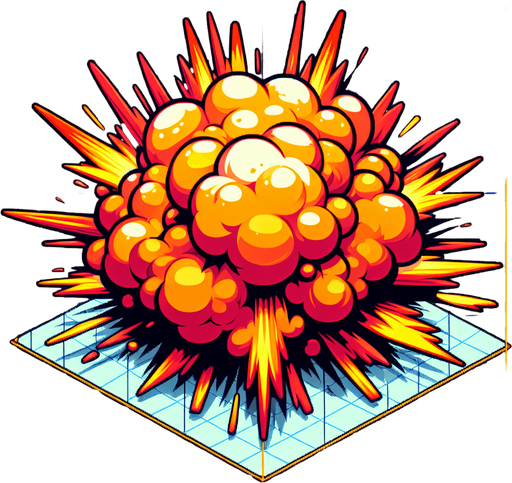 Like a big animated explosion.
Single Game Texture. In-Game asset. 2d. Blank background. High contrast. No shadows.