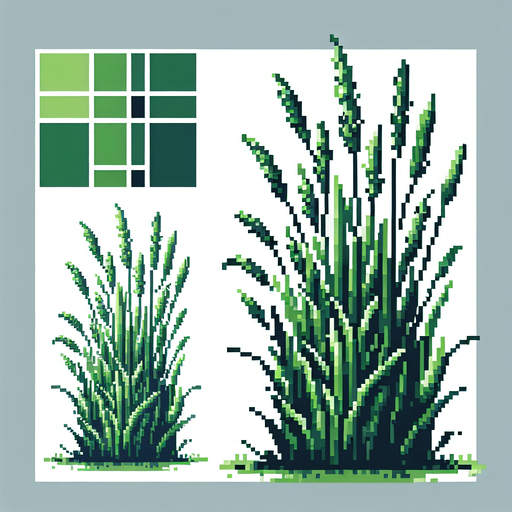 pixel art of a tall grass plant, side view.
game asset, 2d, white background, shadowless.