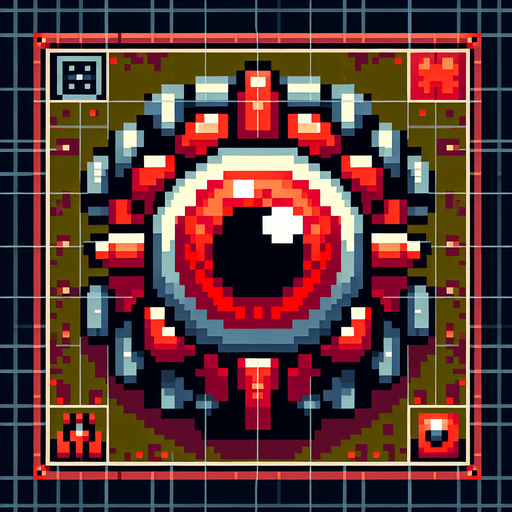 65604d9e9017209915d71b35: Top down shooter, alien space enemy craft, retro pixel art, red flying space alien, giant eye ball
Single Game Texture. In-Game asset. 2d. Blank background. High contrast. No shadows.