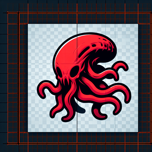 red tentacle alien.
Single Game Texture. In-Game asset. 2d. Blank background. High contrast. No shadows.