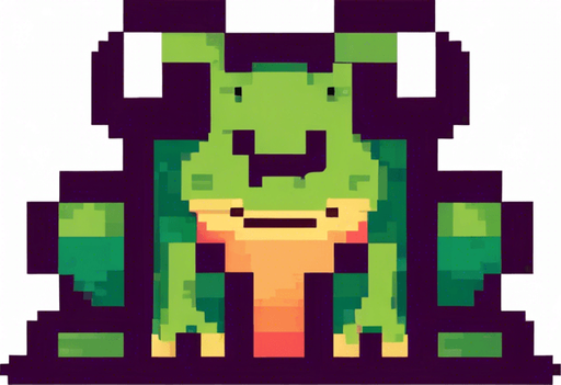 cute jumping frog seen from the frog. ixelated. 8-bit