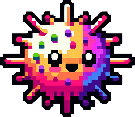 cartoon. 8-bit. sea urchin. colorful.
Single Game Texture. In-Game asset. 2d. Blank background. High contrast. No shadows.