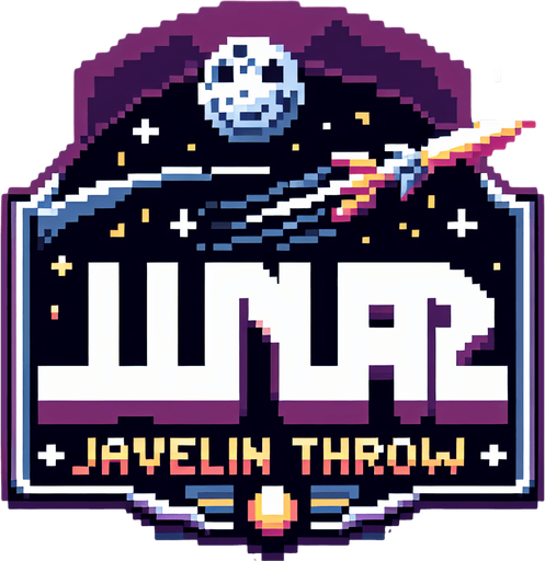 pixelart. a cool game logo with the text 'Lunar Javelin Throw'.
Single Game Texture. In-Game asset. 2d. Blank background. High contrast. No shadows.