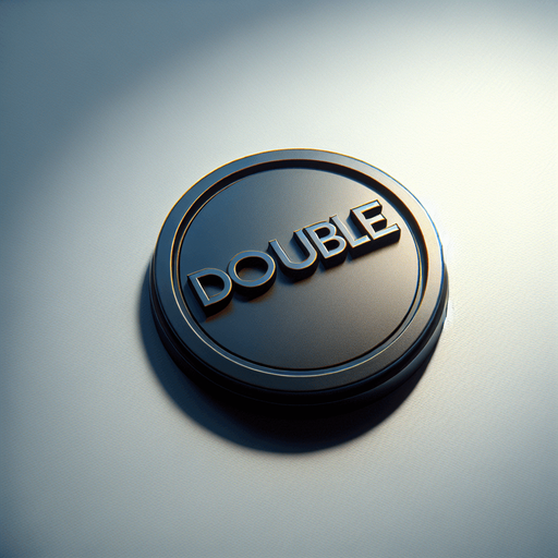 a button that says "double".
Single Game Texture. In-Game asset. 2d. Blank background. High contrast. No shadows.