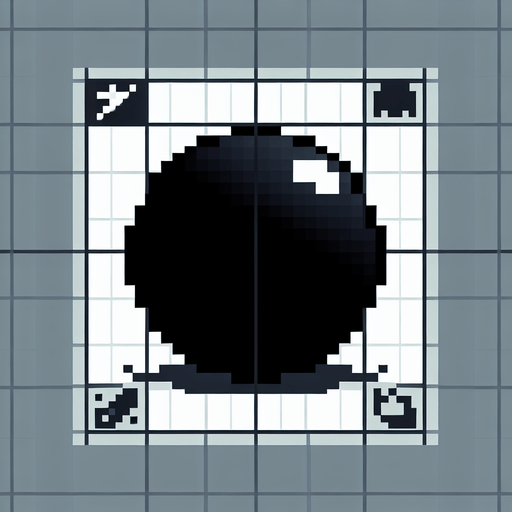 round black circle. pixelated. 8 bit..
Single Game Texture. In-Game asset. 2d. Blank background. High contrast. No shadows.