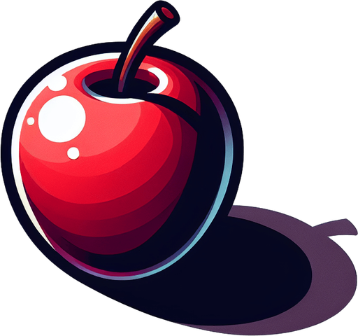 apple.
Single Game Texture. In-Game asset. 2d. Blank background. High contrast. No shadows.