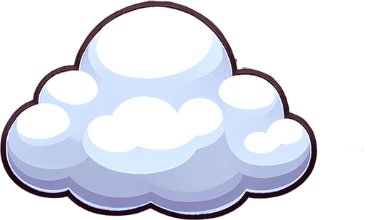 fluffy cloud.
Single Game Texture. In-Game asset. 2d. Blank background. High contrast. No shadows.