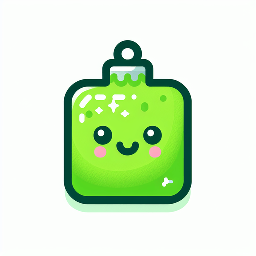 Perfectly square bright green Christmas decoration with cute happyy face. Cartoon style. Cute art style. Simple vector style. No Shadows