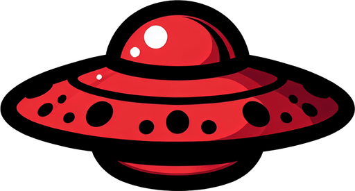 Red ufo.
Single Game Texture. In-Game asset. 2d. Blank background. High contrast. No shadows.