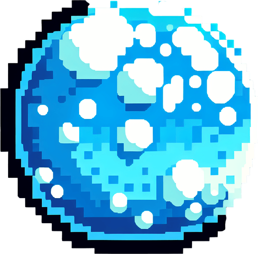 8-bit. cartoon. water bubble.
Single Game Texture. In-Game asset. 2d. Blank background. High contrast. No shadows.