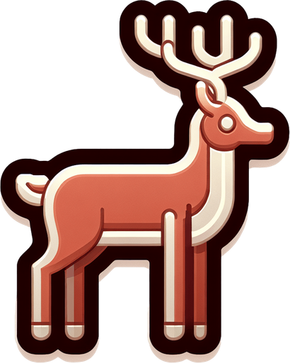 a christmas reindeer. plastic style. Single Game Texture. In-Game asset. 2d. Blank background. High contrast. No shadows.