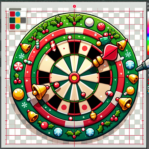 Cartoon flat dart board. Christmas designed. Single Game Texture. In-Game asset. 2d. Blank background. High contrast. No shadows.